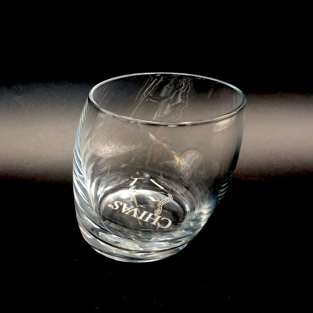 Chivas Regal Whiskey‎ Glass Tumbler Slanted Etched Logo Barware